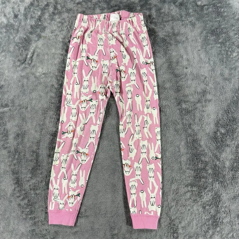 Hanna Andersson Long John Pajamas Organic Cotton Size 5 110 Cm Pink Bunny